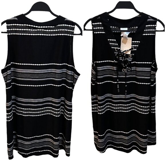 Dotti Women Size S Black White Striped Swim Bathing Suit Cover Up Dress NWT NEW - Picture 3 of 7